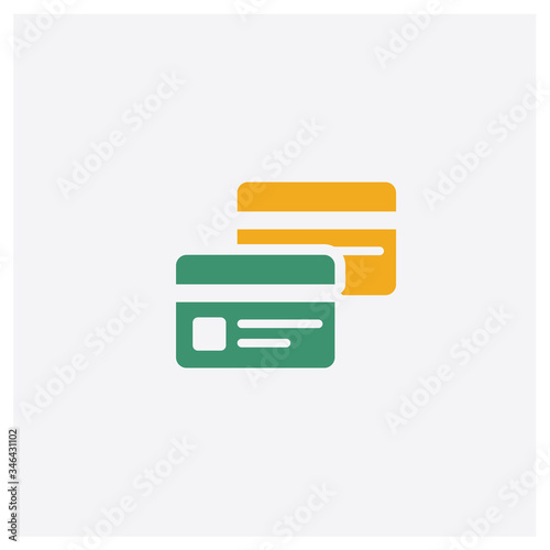 Cit card concept 2 colored icon. Isolated orange and green Cit card vector symbol design. Can be used for web and mobile UI/UX