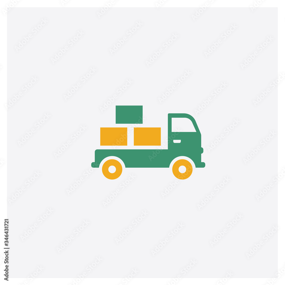 Delivery truck concept 2 colored icon. Isolated orange and green Delivery truck vector symbol design. Can be used for web and mobile UI/UX