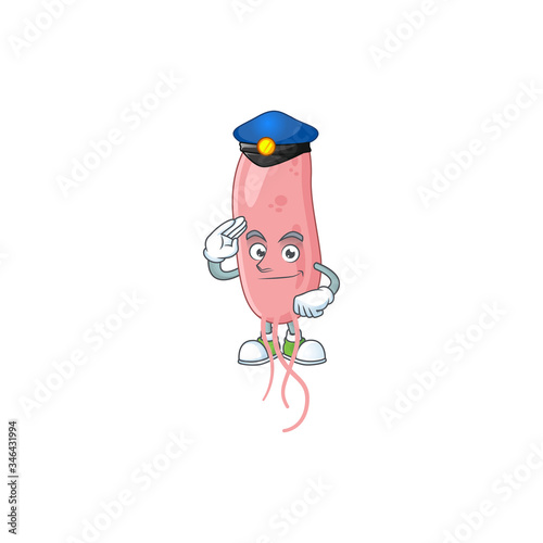 A dedicated Police officer of vibrio cholerae mascot design style