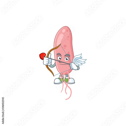 Charming picture of vibrio cholerae Cupid mascot design concept with arrow and wings