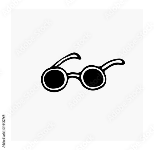  Sunglasses, eye protection. Optical accessory. Sun protection. Vector illustration in doodle style. Isolate on a white background.