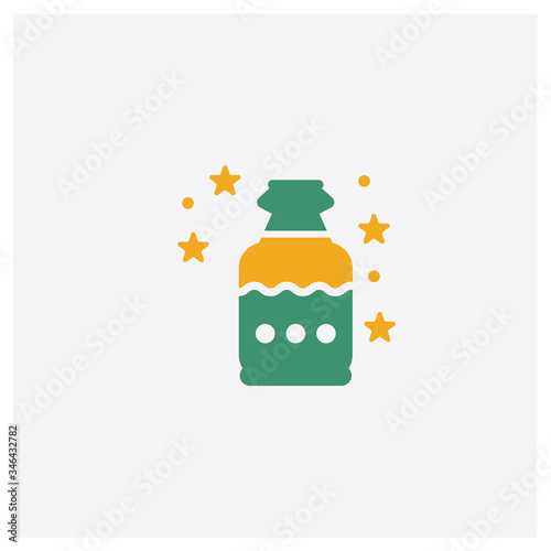 Potion concept 2 colored icon. Isolated orange and green Potion vector symbol design. Can be used for web and mobile UI/UX