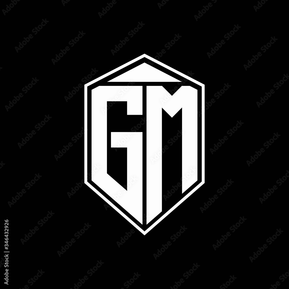 GM logo monogram with emblem shape combination tringle on top design  template Stock Vector