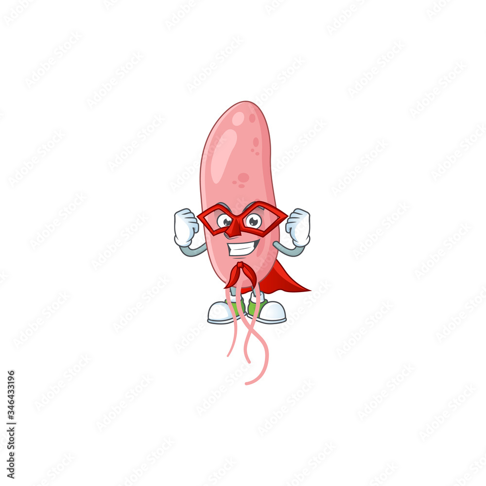 Vibrio cholerae cartoon design concept dressed as Super hero
