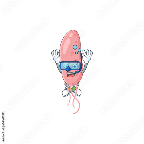 Mascot design concept of vibrio cholerae wearing Diving glasses