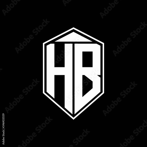 HB logo monogram with emblem shape combination tringle on top design template