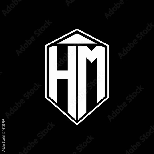 HM logo monogram with emblem shape combination tringle on top design template