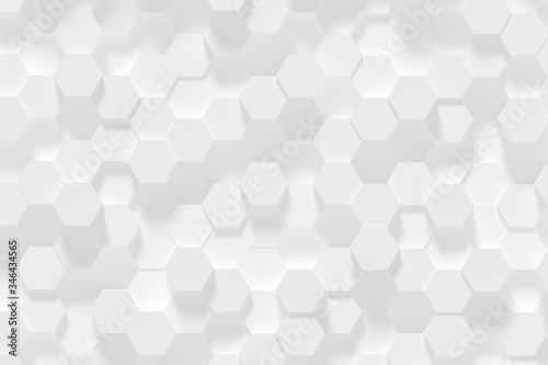 Fototapeta Naklejka Na Ścianę i Meble -  Hexagonal white abstract background - 3d abstract hexagons rendering.