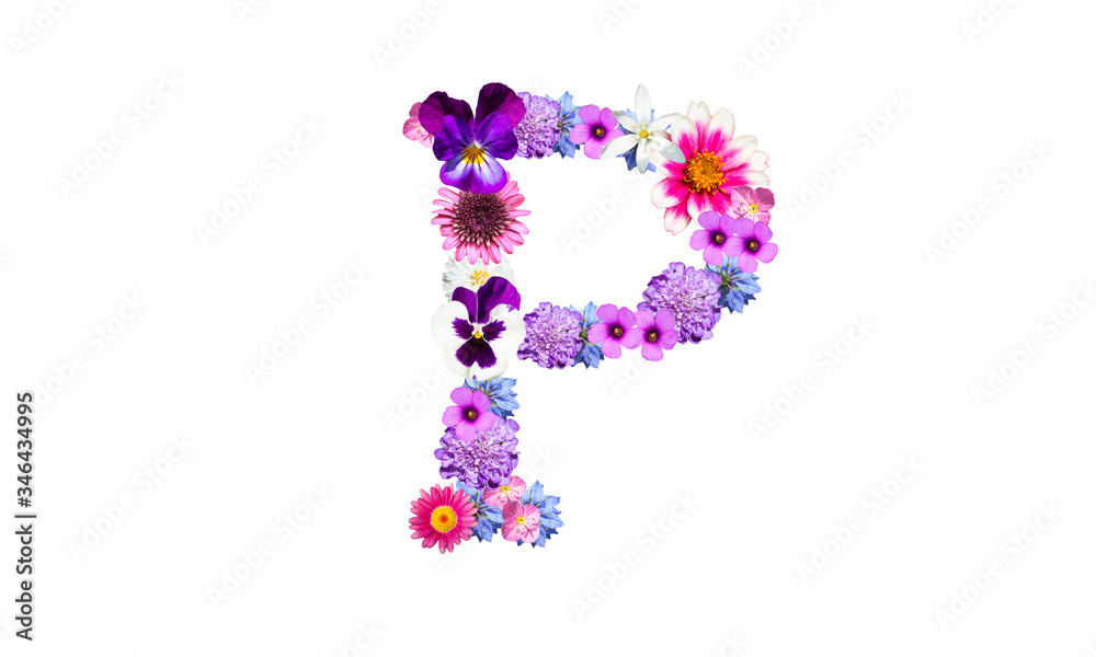 花文字（花のフォント）、アルファベットのP