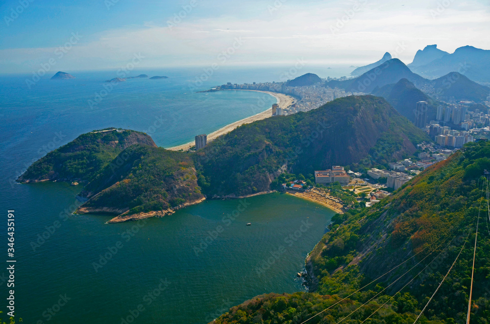 Panorama na miasto Rio de Janeiro, malownicza sceneria i widok na plaże Ipanema oraz Copacaana