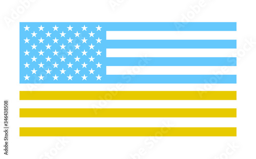 Flag of USA and Ukraine. Relations between countries. 