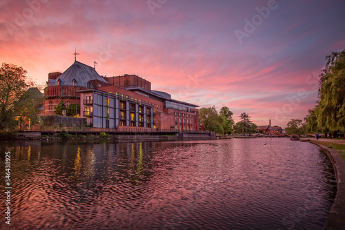 Photography Sunset over the RSC built on the banks of the River Avon in Stratford upon Avon,