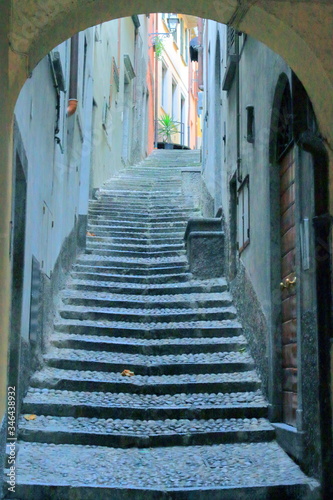 narrow street in the old town of Bellagio italy © picture10