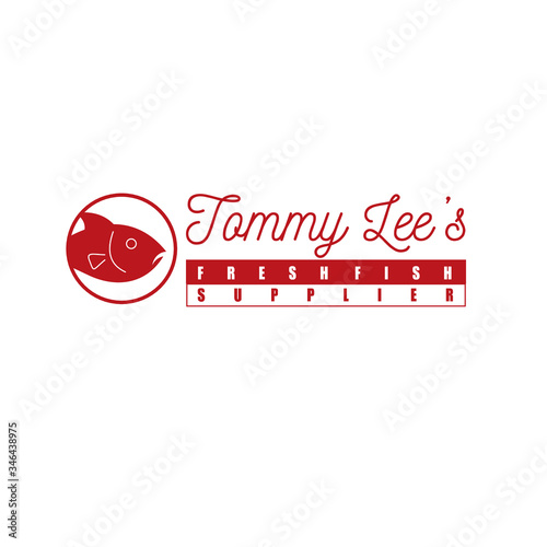 Illustration vector graphic of fresh fish in a circle frame with fresh fish supplier text good for company logo, product or business identity, etc