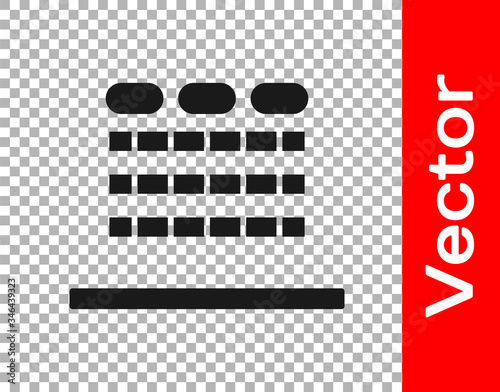 Black Cinema auditorium with screen and seats icon isolated on transparent background. Vector Illustration