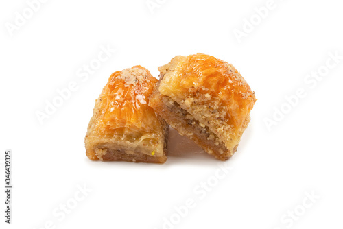 Delicious sweet baklava isolated on white background.
