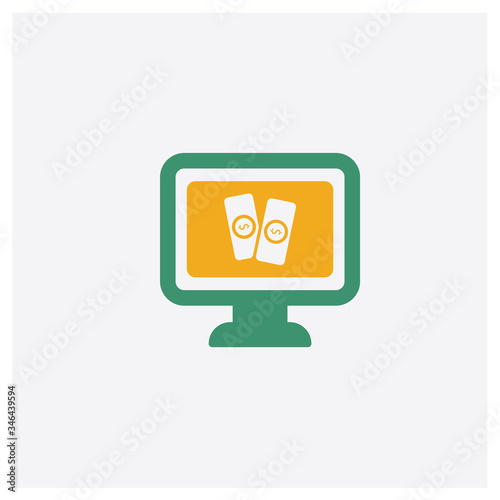 Monitor concept 2 colored icon. Isolated orange and green Monitor vector symbol design. Can be used for web and mobile UI/UX