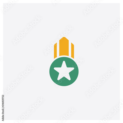 Medal concept 2 colored icon. Isolated orange and green Medal vector symbol design. Can be used for web and mobile UI/UX