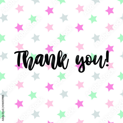 Thank you card with hand drawing digital pattern with circles