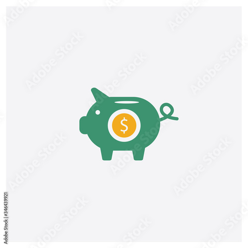 Piggy bank concept 2 colored icon. Isolated orange and green Piggy bank vector symbol design. Can be used for web and mobile UI/UX