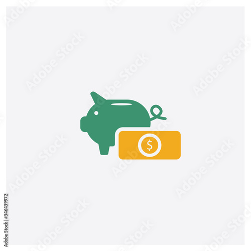 Piggy bank concept 2 colored icon. Isolated orange and green Piggy bank vector symbol design. Can be used for web and mobile UI/UX