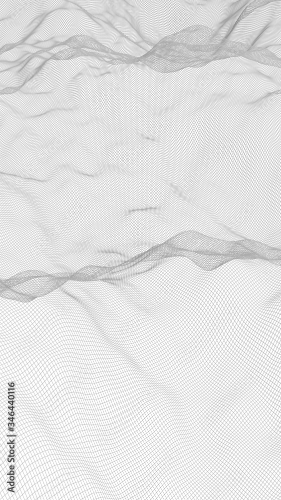 Abstract landscape on a white background. Cyberspace grid. hi tech network. 3d illustration Abstract landscape on a white background. Cyberspace grid. hi tech network. 3d illustration