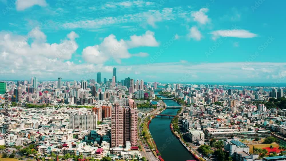 Aerial view of love river and kaohsiung city. Taiwan Aerial view of love river and kaohsiung city. Taiwan