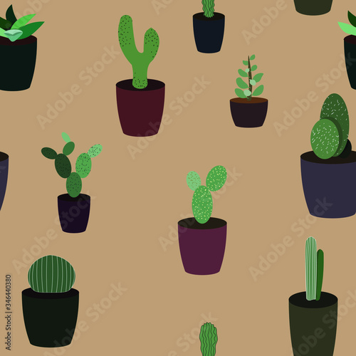 vector illustration pattern with cacti texture