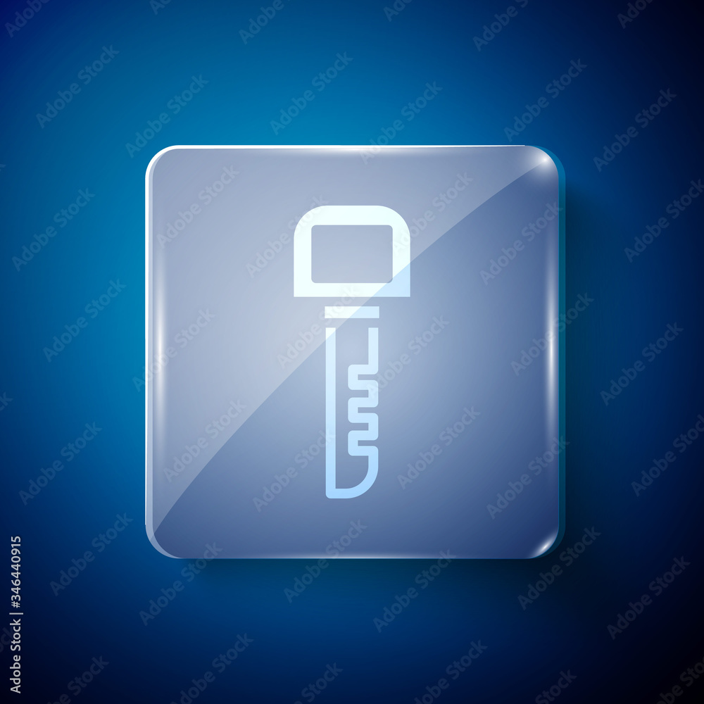 White Key icon isolated on blue background. Square glass panels. Vector Illustration White Key icon isolated on blue background. Square glass panels. Vector Illustration