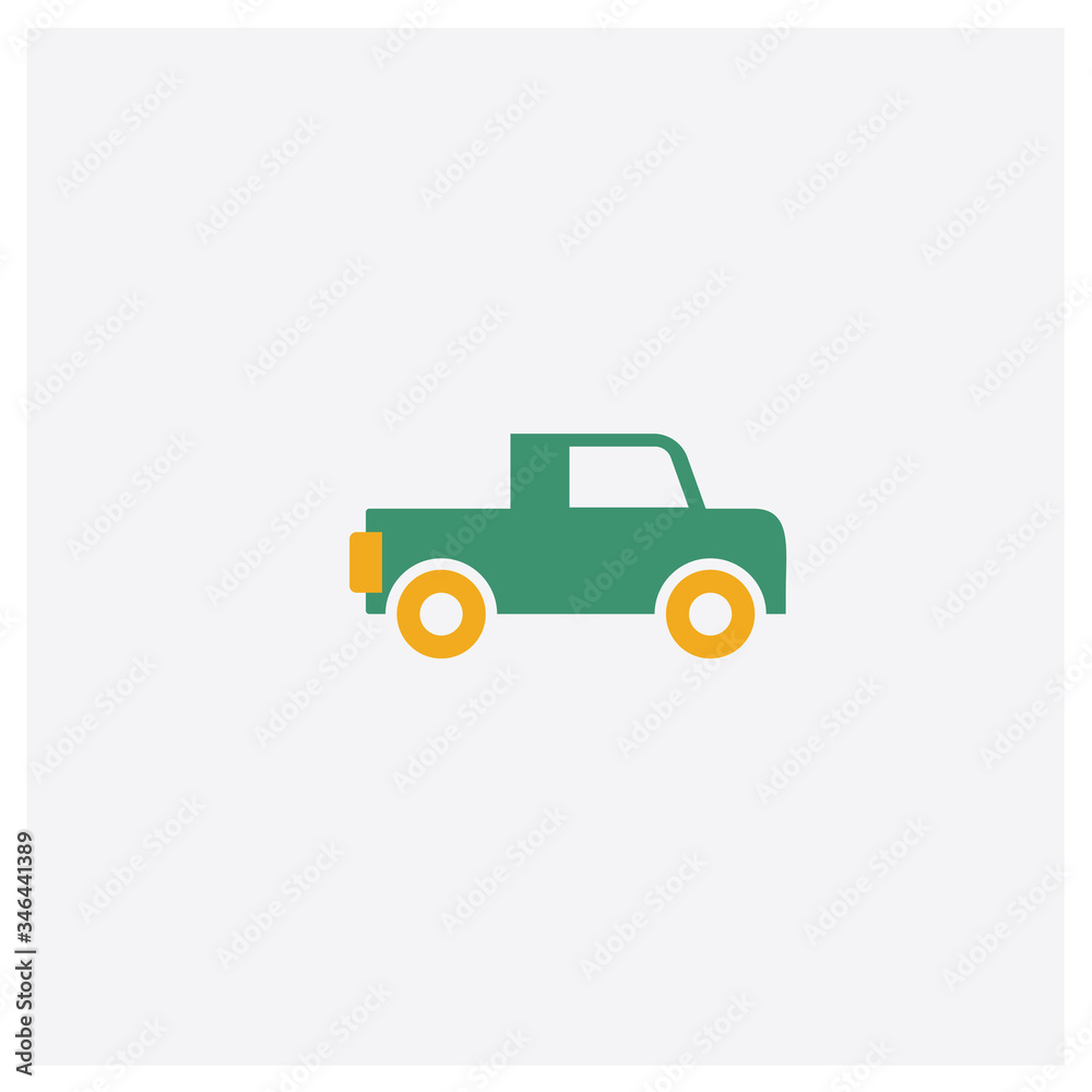 Pick up concept 2 colored icon. Isolated orange and green Pick up vector symbol design. Can be used for web and mobile UI/UX