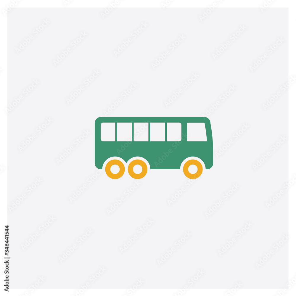 Bus concept 2 colored icon. Isolated orange and green Bus vector symbol design. Can be used for web and mobile UI/UX