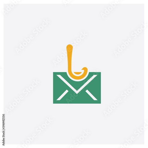 Fishing concept 2 colored icon. Isolated orange and green Fishing vector symbol design. Can be used for web and mobile UI/UX