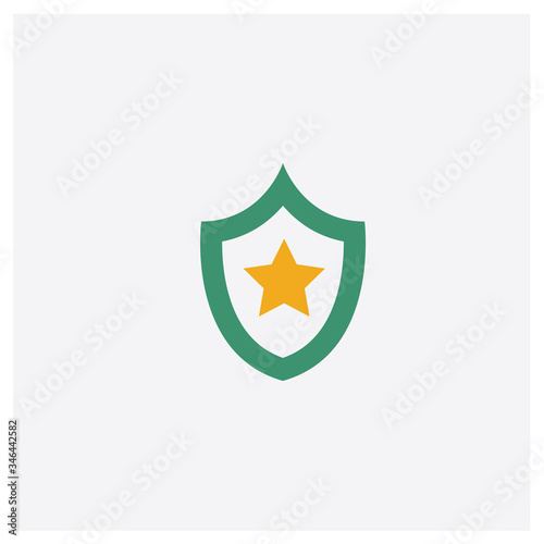 Shield concept 2 colored icon. Isolated orange and green Shield vector symbol design. Can be used for web and mobile UI/UX © MMvectors
