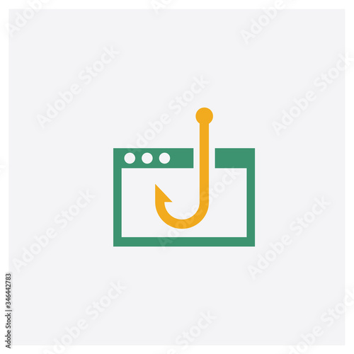 Fishing concept 2 colored icon. Isolated orange and green Fishing vector symbol design. Can be used for web and mobile UI/UX