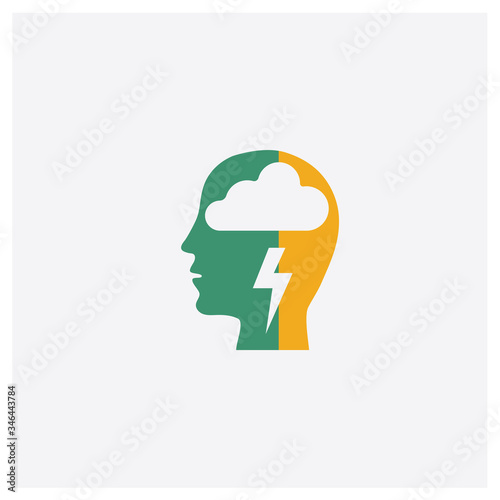 Brainstorm concept 2 colored icon. Isolated orange and green Brainstorm vector symbol design. Can be used for web and mobile UI/UX