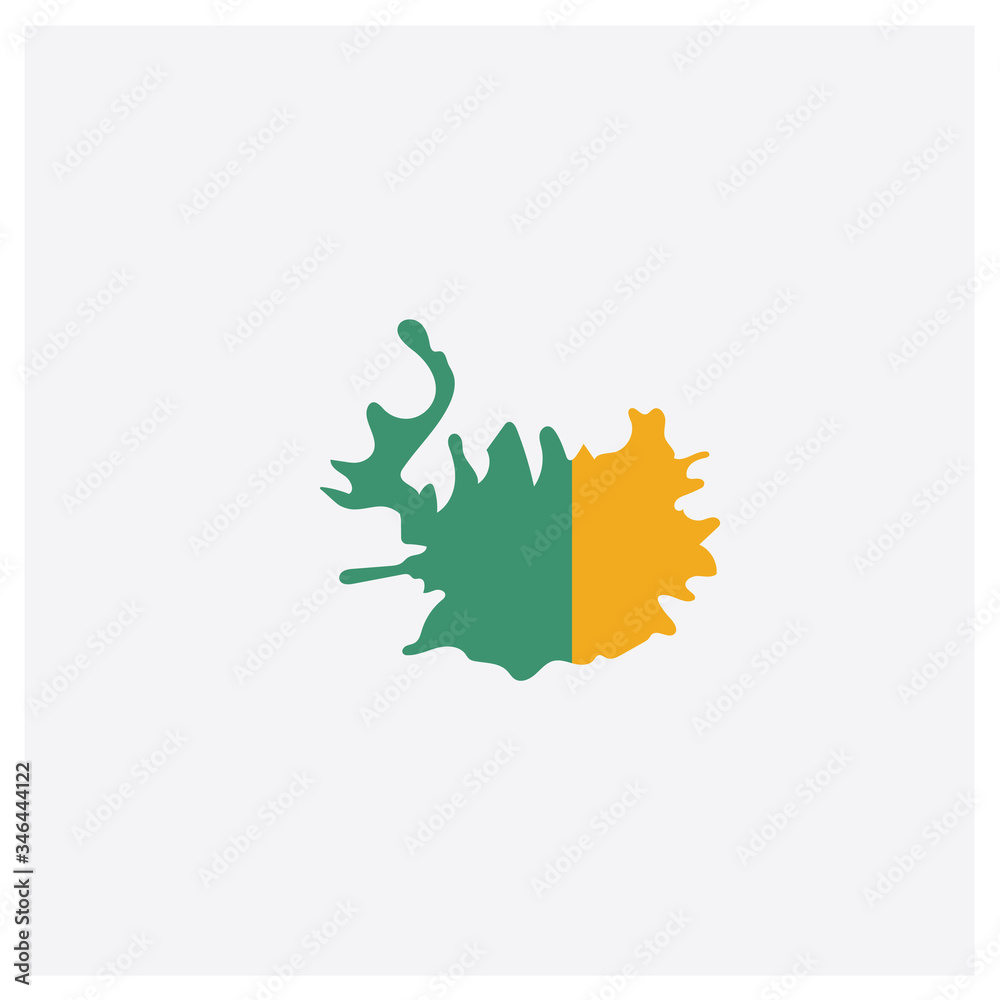 Iceland map concept 2 colored icon. Isolated orange and green Iceland map vector symbol design. Can be used for web and mobile UI/UX