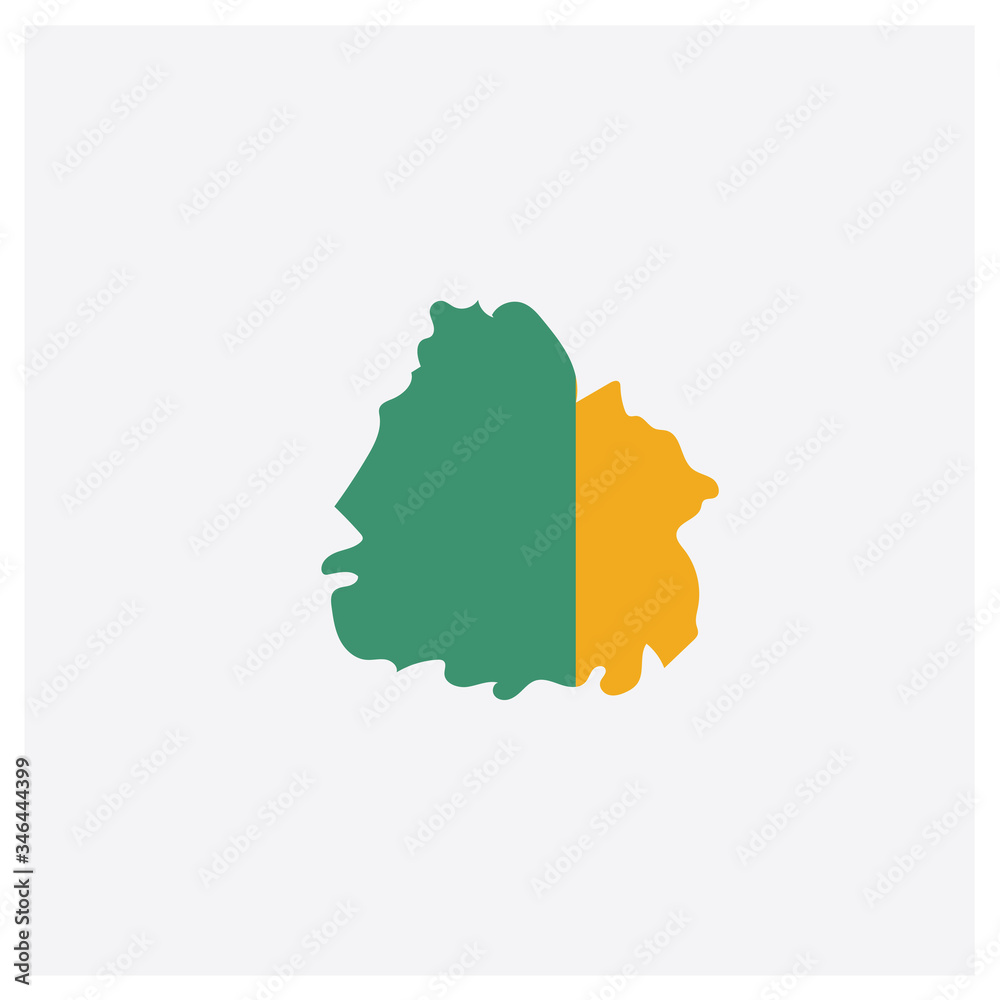 Uruguay map concept 2 colored icon. Isolated orange and green Uruguay map vector symbol design. Can be used for web and mobile UI/UX