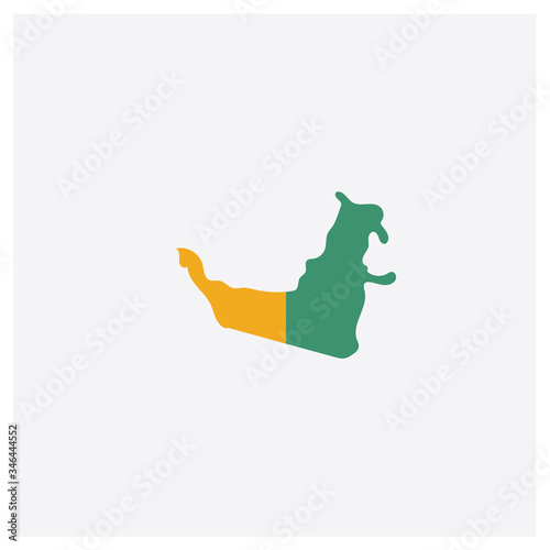 United Arab Emirates map concept 2 colored icon. Isolated orange and green United Arab Emirates map vector symbol design. Can be used for web and mobile UI/UX