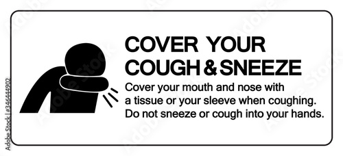 Cover your cough and sneeze Symbol, Vector  Illustration, Isolated On White Background Label. EPS10