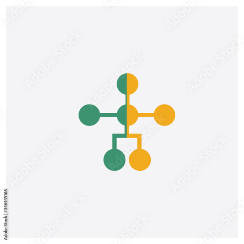 Hierarchical structure concept 2 colored icon. Isolated orange and green Hierarchical structure vector symbol design. Can be used for web and mobile UI/UX