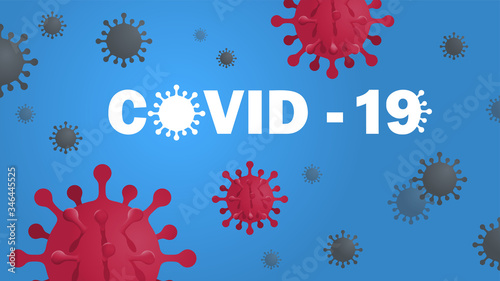 Coronavirus covid-19 infectious viruses soar in the air on the blue background.