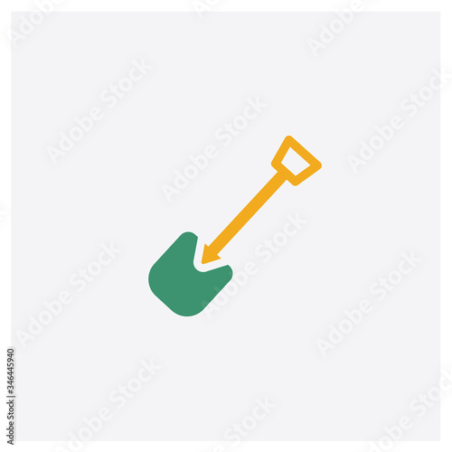 Short Shovel concept 2 colored icon. Isolated orange and green Short Shovel vector symbol design. Can be used for web and mobile UI/UX