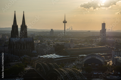 sunset Antennas for radio at Colonius telecommunications tower from obersvation deck platform kolntriangle photo