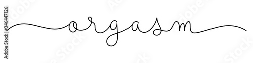 ORGASM black vector monoline calligraphy banner with swashes