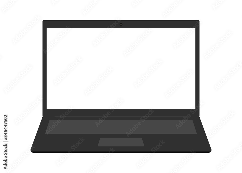 Mockup black laptop with empty space. Computer notebook with empty screen. Blank copy space on modern mobile computer. Open laptop for advertising. Vector illustration isolated on white background Mockup black laptop with empty space. Computer notebook with empty screen. Blank copy space on modern mobile computer. Open laptop for advertising. Vector illustration isolated on white background