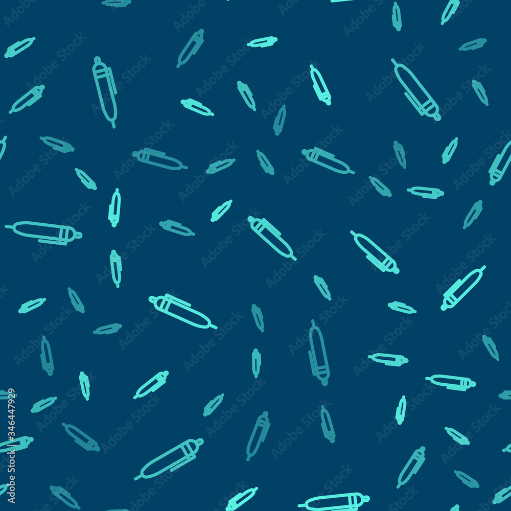 Green line Pen icon isolated seamless pattern on blue background. Vector Illustration Green line Pen icon isolated seamless pattern on blue background. Vector Illustration