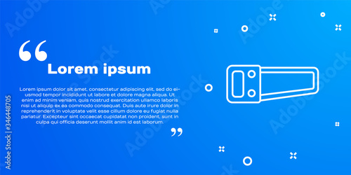 White line Hand saw icon isolated on blue background. Vector Illustration