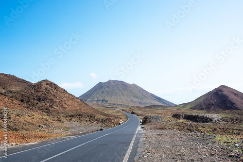 Deserted road between volcanoes on the island of Santo Antao in Cape Verde on 07/07/2016