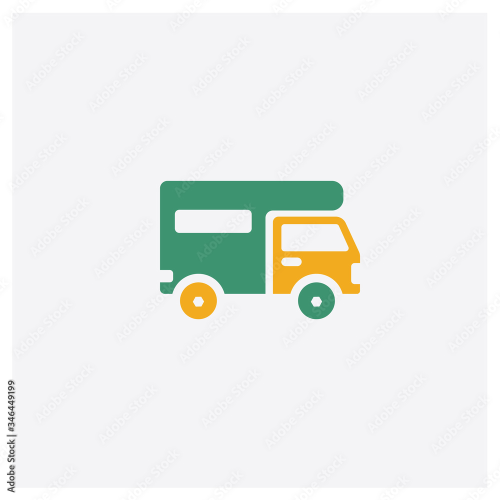 Truck concept 2 colored icon. Isolated orange and green Truck vector symbol design. Can be used for web and mobile UI/UX