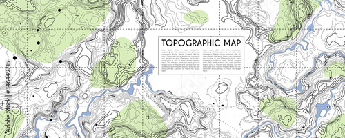 Abstract topographic map background. Topo backdrop lines, contour, geographic grid